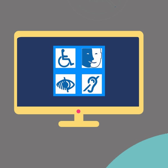 a computer screen with disability icons